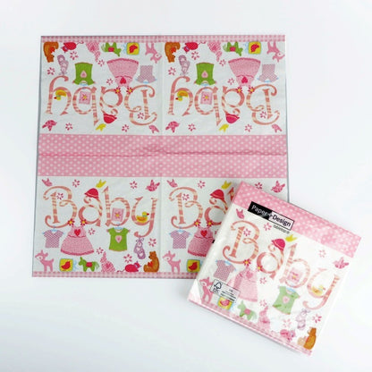ランチナプキン(20枚入)33x33cm PAPER+DESIGN ベイビー ピンク 女の子 PD21581 [在庫有り]