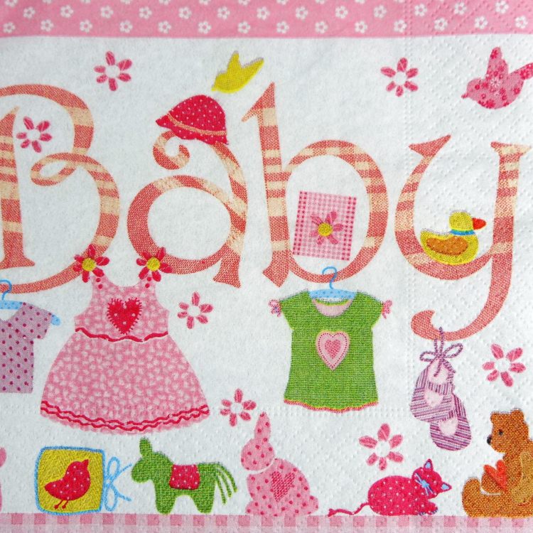 ランチナプキン(20枚入)33x33cm PAPER+DESIGN ベイビー ピンク 女の子 PD21581 [在庫有り]