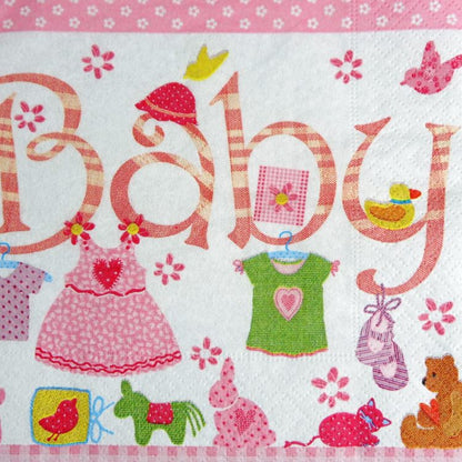 ランチナプキン(20枚入)33x33cm PAPER+DESIGN ベイビー ピンク 女の子 PD21581 [在庫有り]