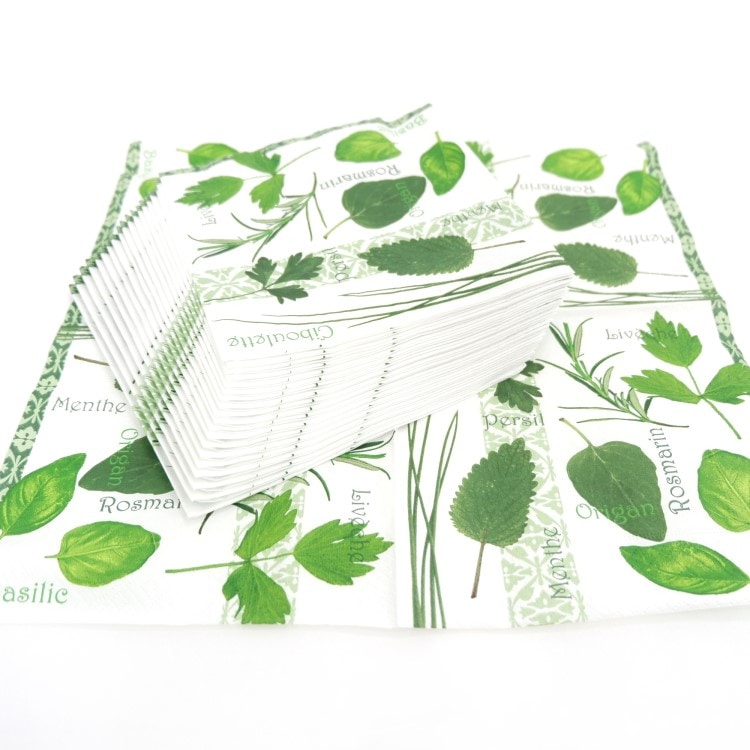 ランチナプキン(20枚入)33×33cm PAPER+DESIGN グリーン ハーブリーフ LN0520 [在庫有り]