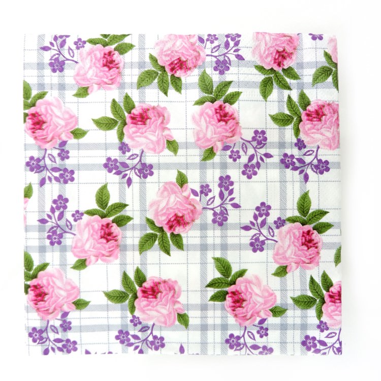 ランチナプキン(20枚入)33×33cm PAPER+DESIGN ピンク×パープル フラワー PD21566 [在庫有り]