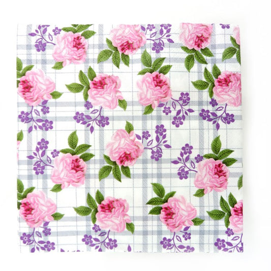 ランチナプキン(20枚入)33×33cm PAPER+DESIGN ピンク×パープル フラワー PD21566 [在庫有り]