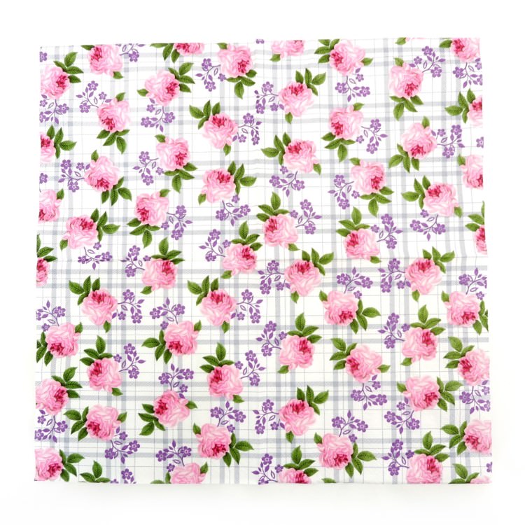 ランチナプキン(20枚入)33×33cm PAPER+DESIGN ピンク×パープル フラワー PD21566 [在庫有り]