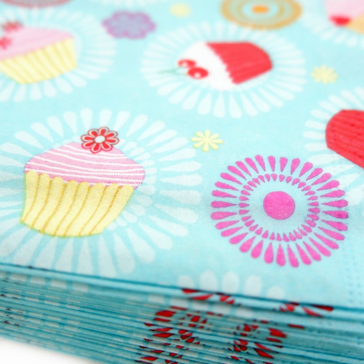 ランチナプキン(20枚入)33×33cm PAPER+DESIGN グリーン カップケーキ LN0858 [在庫有り]