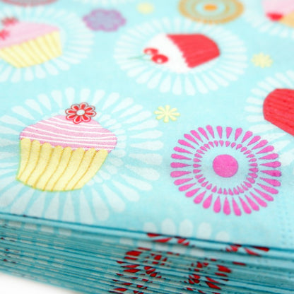 ランチナプキン(20枚入)33×33cm PAPER+DESIGN グリーン カップケーキ LN0858 [在庫有り]