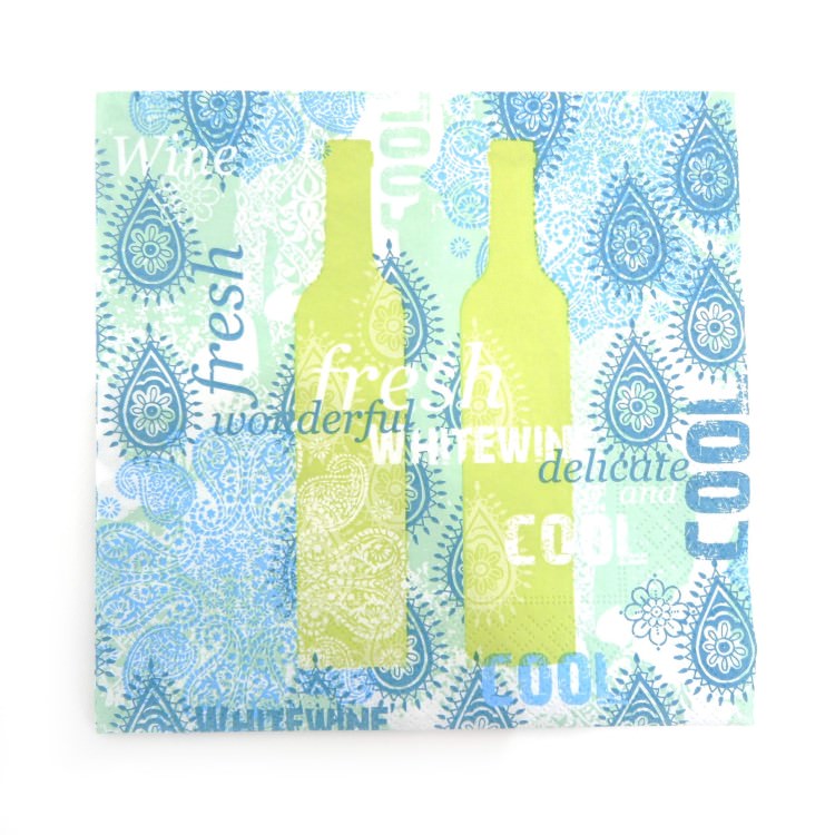 ランチナプキン(20枚入)33×33cm PAPER+DESIGN ボトル グリーン×ブルー PD21583