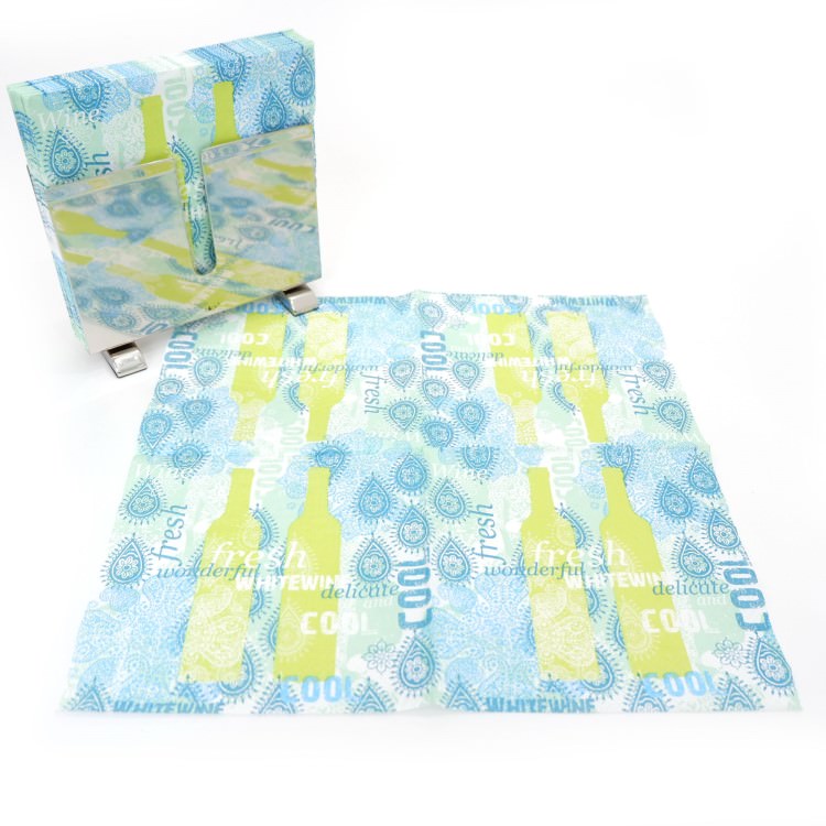 ランチナプキン(20枚入)33×33cm PAPER+DESIGN ボトル グリーン×ブルー PD21583