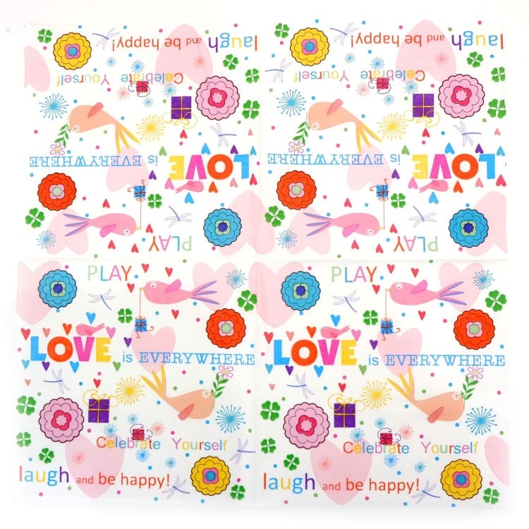 ランチナプキン(20枚入)33×33cm PAPER+DESIGN LOVE HAPPY カラフル LN0748