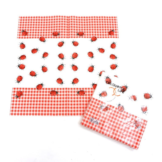 ランチナプキン(20枚入)33×33cm PAPER+DESIGN てんとう虫 チェック レッド×ホワイト LN0463 [在庫有り]