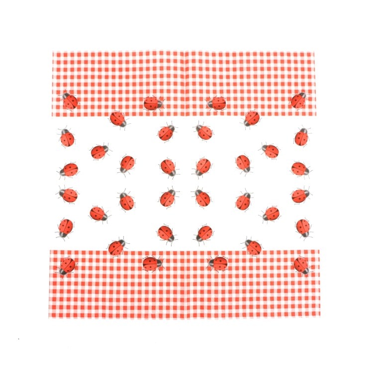 ランチナプキン(20枚入)33×33cm PAPER+DESIGN てんとう虫 チェック レッド×ホワイト LN0463 [在庫有り]