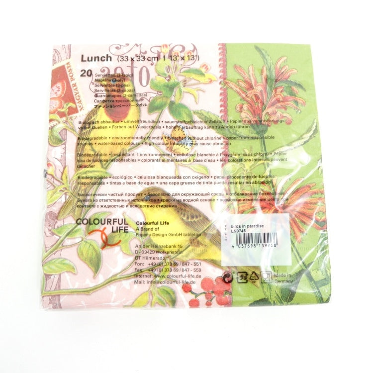 ランチナプキン(20枚入)33×33cm PAPER+DESIGN バード グリーン LN0745 [在庫有り]