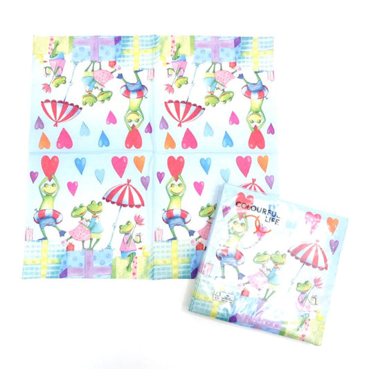 ランチナプキン(20枚入)33×33cm PAPER+DESIGN フロッグ グリーン ハート LN0771 [在庫有り]