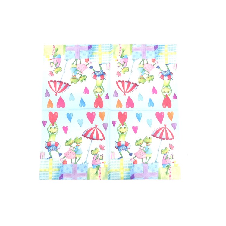 ランチナプキン(20枚入)33×33cm PAPER+DESIGN フロッグ グリーン ハート LN0771 [在庫有り]