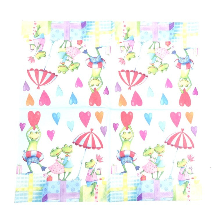 ランチナプキン(20枚入)33×33cm PAPER+DESIGN フロッグ グリーン ハート LN0771 [在庫有り]