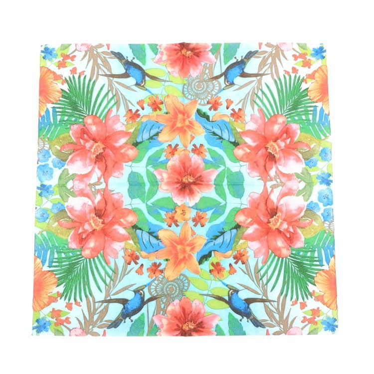 ランチナプキン(20枚入)33×33cm PAPER+DESIGN ビビット フラワー ブルー×ピンク PD200290 [在庫有り]