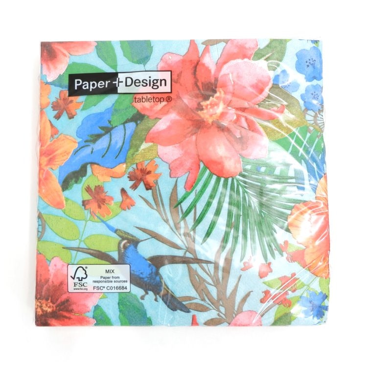 ランチナプキン(20枚入)33×33cm PAPER+DESIGN ビビット フラワー ブルー×ピンク PD200290 [在庫有り]
