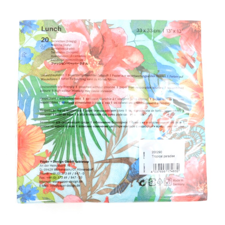 ランチナプキン(20枚入)33×33cm PAPER+DESIGN ビビット フラワー ブルー×ピンク PD200290 [在庫有り]