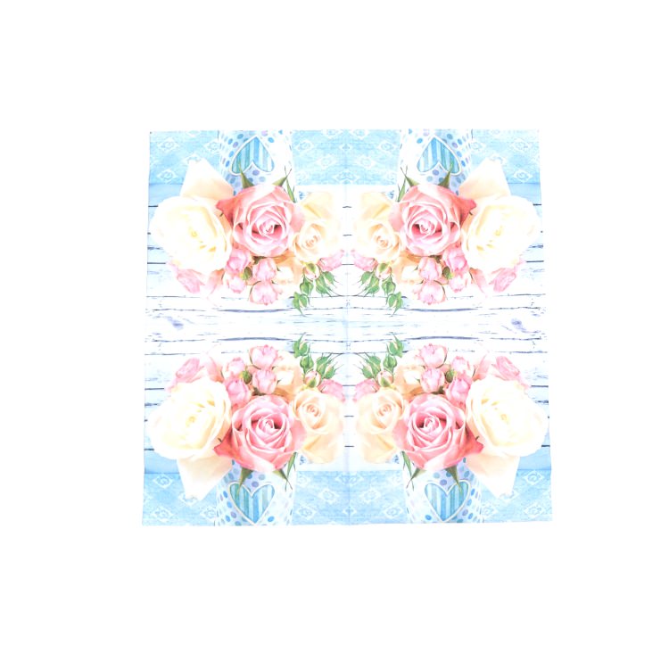 ランチナプキン(20枚入)33×33cm PAPER+DESIGN ローズ 水色×ピンク PD200357 [在庫有り]