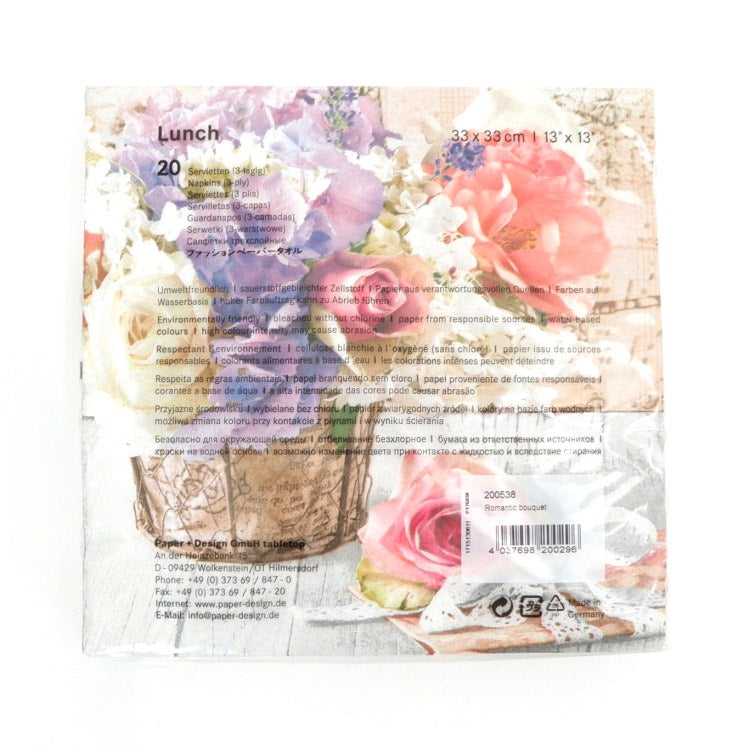 ランチナプキン(20枚入)33×33cm PAPER+DESIGN ローズ パープル×ピンク×イエロー PD200538 [在庫有り]
