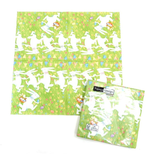 ランチナプキン(20枚入)33×33cm PAPER+DESIGN うさぎ グリーン PD21910 [在庫有り]