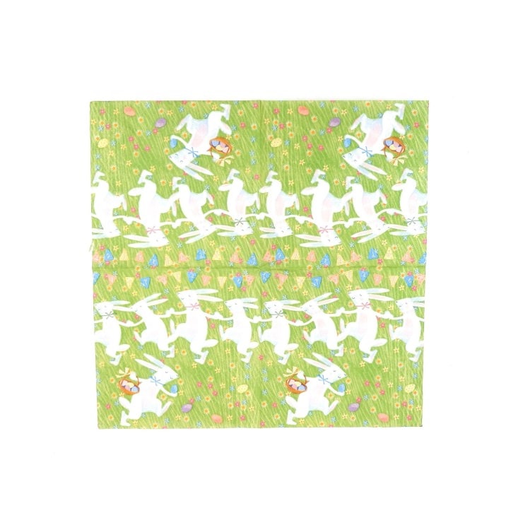 ランチナプキン(20枚入)33×33cm PAPER+DESIGN うさぎ グリーン PD21910 [在庫有り]
