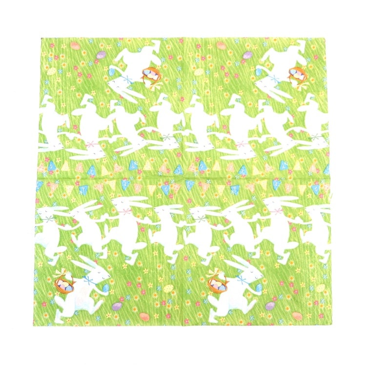 ランチナプキン(20枚入)33×33cm PAPER+DESIGN うさぎ グリーン PD21910 [在庫有り]