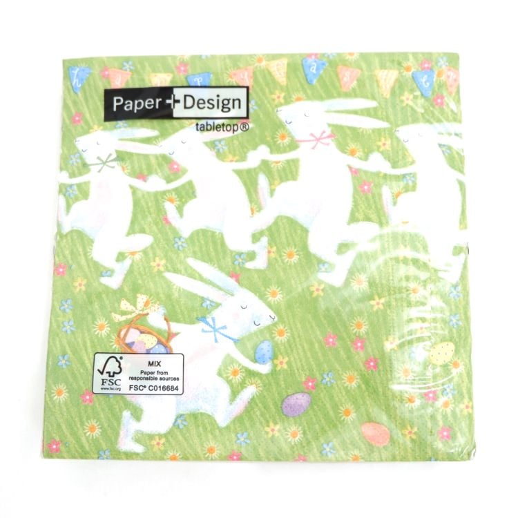 ランチナプキン(20枚入)33×33cm PAPER+DESIGN うさぎ グリーン PD21910 [在庫有り]