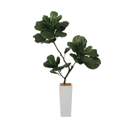 カシワバゴムポット100cm｜F5018 アーティフィシャルグリーン 人工観葉植物 人工樹木 簡易鉢付きグリーン