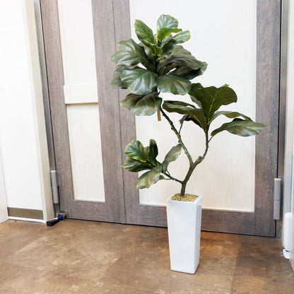 カシワバゴムポット100cm｜F5018 アーティフィシャルグリーン 人工観葉植物 人工樹木 簡易鉢付きグリーン