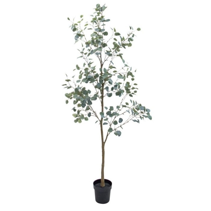 丸葉ユーカリポット(組立式)213cm｜VR22007 アーティフィシャルグリーン 人工観葉植物 人工樹木 簡易鉢付きグリーン