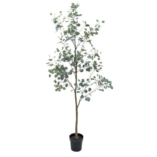 丸葉ユーカリポット(組立式)213cm｜VR22007 アーティフィシャルグリーン 人工観葉植物 人工樹木 簡易鉢付きグリーン