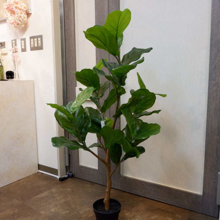 カシワバゴムポット117cm｜VR22033 アーティフィシャルグリーン 人工観葉植物 人工樹木 簡易鉢付きグリーン