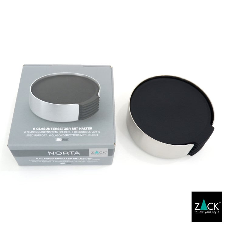 ZACK 20372 NORTA ドイツZACK社製モダンデザインのコースターとホルダー (6枚セット) HL [在庫有り] H2-70