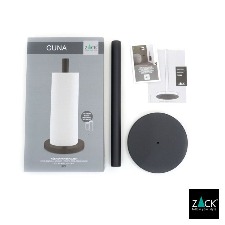 ZACK 20706 CUNA ドイツZACK社製モダンデザインのキッチンペーパーホルダー マットブラック [お取寄せ]
