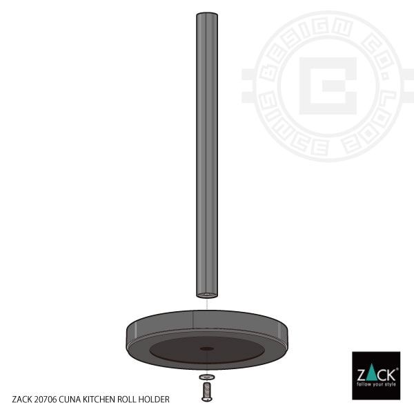 ZACK 20706 CUNA ドイツZACK社製モダンデザインのキッチンペーパーホルダー マットブラック [お取寄せ]