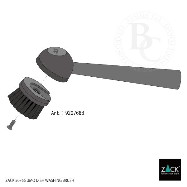 ZACK 20766 UMO ドイツZACK社製モダンデザインのディッシュウォッシュブラシ マットブラック [在庫有り]