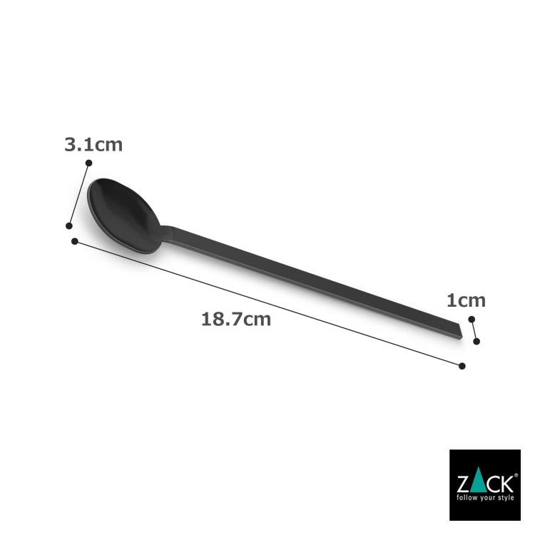 ZACK 20851 MENOA ドイツZACK社製モダンデザインのラテマキアートスプーン マットブラック 18.7cm [在庫有り] H1