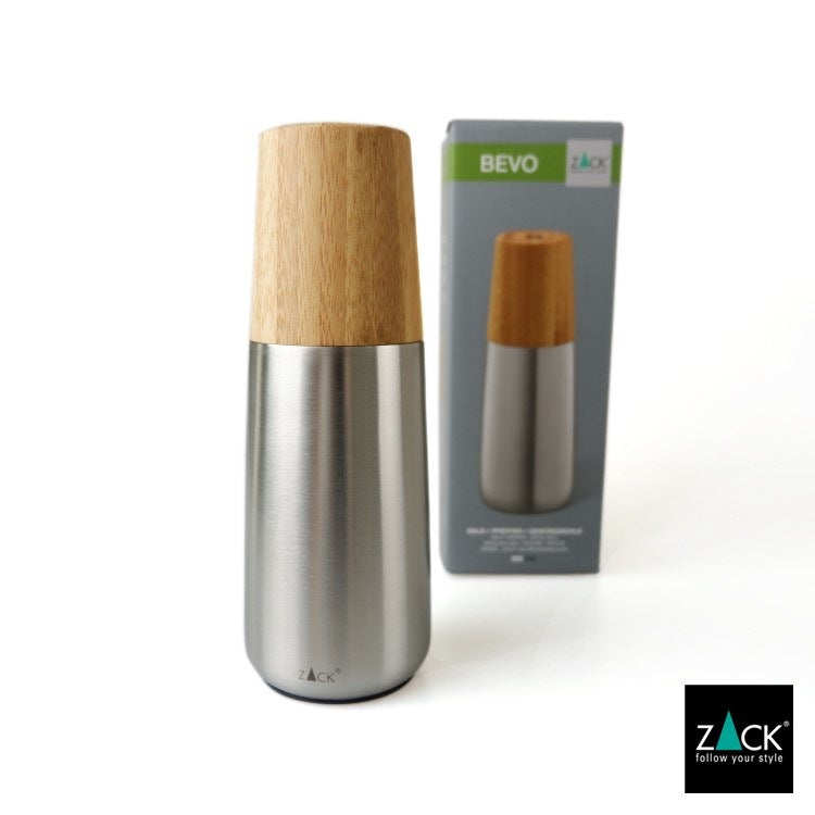 ZACK 20937 BEVO ドイツZACK社製モダンデザインのソルト/スパイスミル 塩コショウ容器 調味料容器 高さ16.6cm 底部直径6cm HL [在庫有り]H1