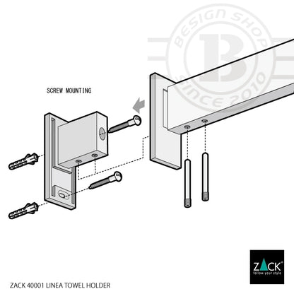 ZACK 40001 LINEA ドイツZACK社製モダンデザインのタオルホルダー 壁付けタイプ DIY MP [お取寄せ]