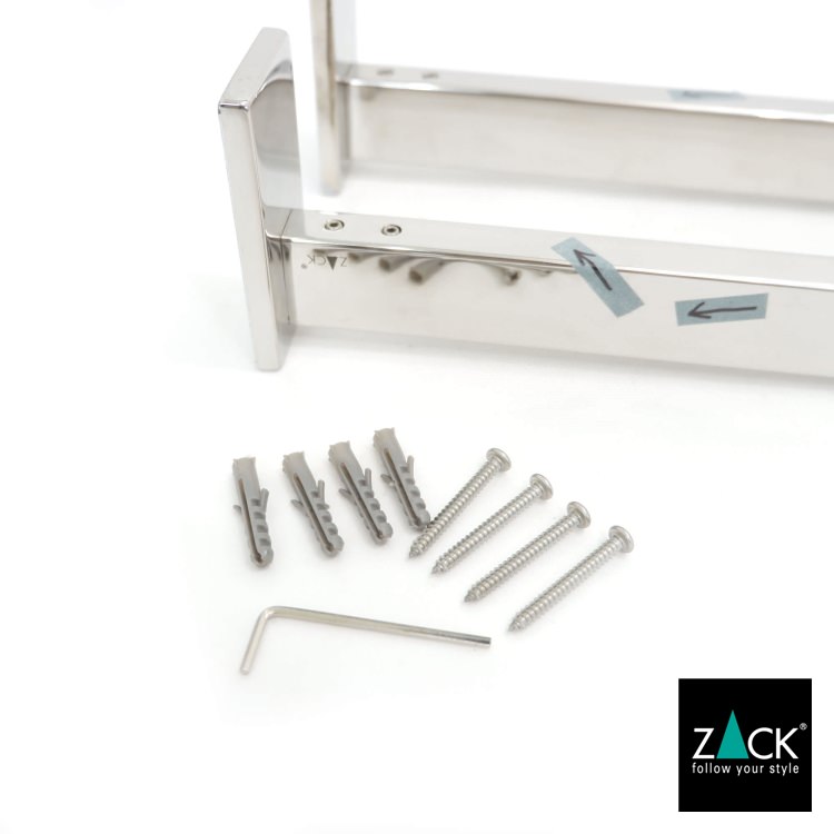 [サンプル品] ZACK 40002 LINEA ドイツZACK社製モダンデザインのダブルタオルホルダー 壁付けタイプ DIY [在庫有り]