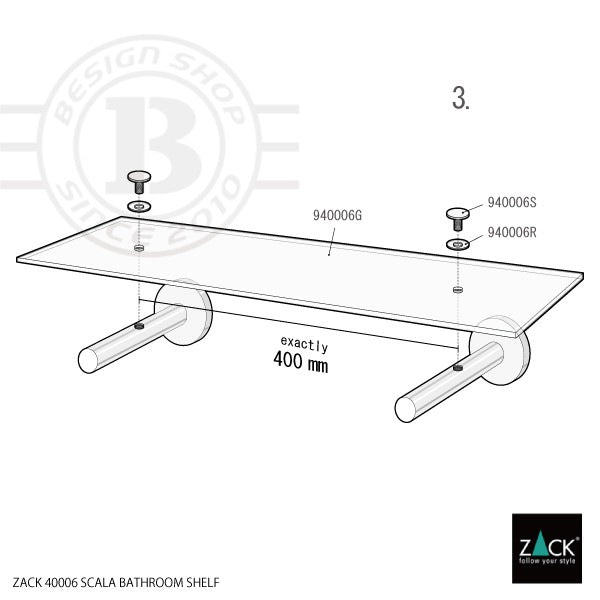 ZACK 40006 SCALA ドイツZACK社製モダンデザインのバスルームシェルフ 壁付けタイプ DIY MP [お取寄せ]