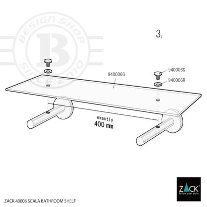 ZACK 40006 SCALA ドイツZACK社製モダンデザインのバスルームシェルフ 壁付けタイプ DIY MP [お取寄せ]