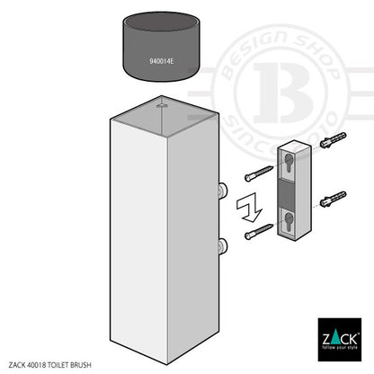 ZACK 40018 XERO ドイツZACK社製モダンデザインのトイレブラシセット 壁付けタイプ DIY HL [在庫有り]H1
