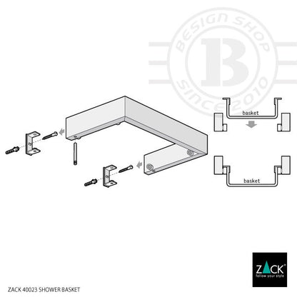 ZACK 40023 LINEA ドイツZACK社製モダンデザインのシャワーバスケット 壁付けタイプ DIY MP [在庫有り]