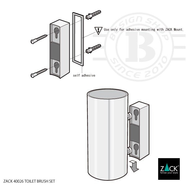 ZACK 40026 LINEA ドイツZACK社製モダンデザインのトイレブラシ 壁付けタイプ DIY MP [在庫有り]