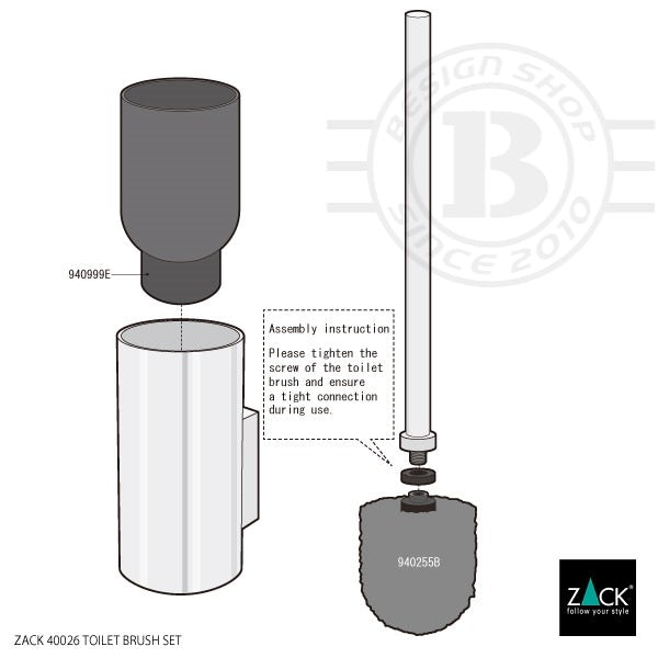 ZACK 40026 LINEA ドイツZACK社製モダンデザインのトイレブラシ 壁付けタイプ DIY MP [在庫有り]
