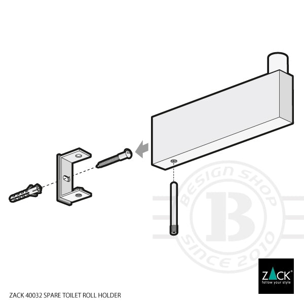 ZACK 40032 LINEA ドイツZACK社製モダンデザインのスペアトイレットペーパーホルダー 予備ロール 壁付けタイプ DIY MP [在庫有り]