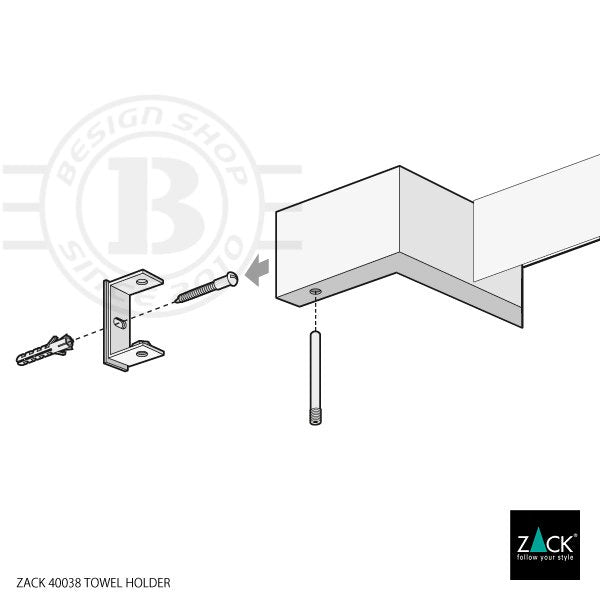 ZACK 40038 LINEA ドイツZACK社製モダンデザインのタオルホルダー 壁付けタイプ DIY MP [在庫有り]H1