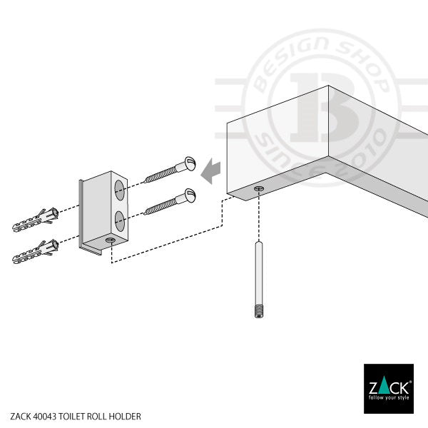 ZACK 40043 LINEA ドイツZACK社製モダンデザインのトイレットペーパーホルダー 壁付けタイプ DIY MP [在庫有り]