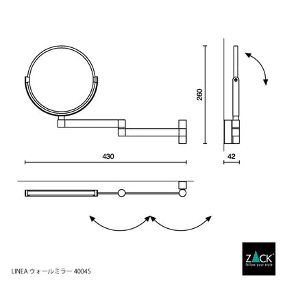 ZACK 40045 LINEA ドイツZACK社製モダンデザインのメイクアップミラー(両面鏡) 壁付けタイプ DIY MP [在庫有り]